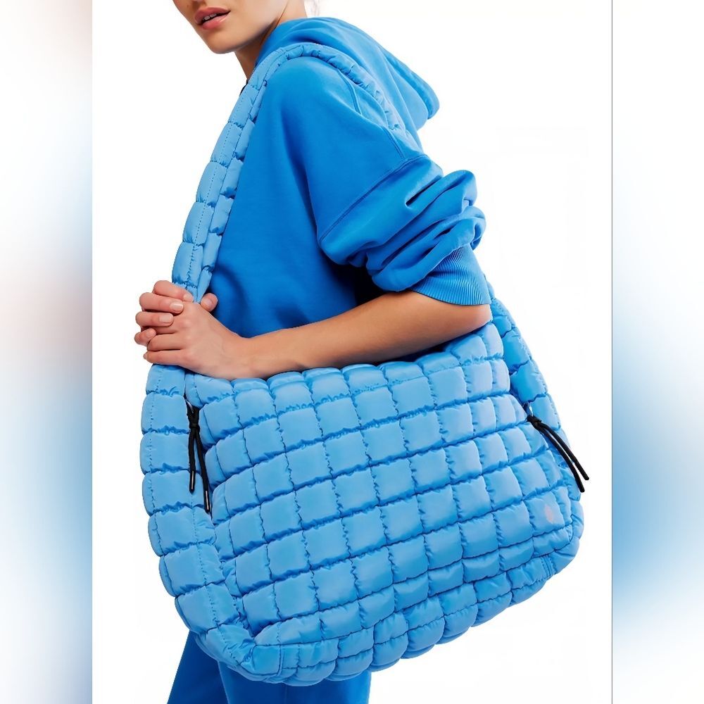 Free People Movement Quilted Carryall Bag Sold Out Color Denim Blue